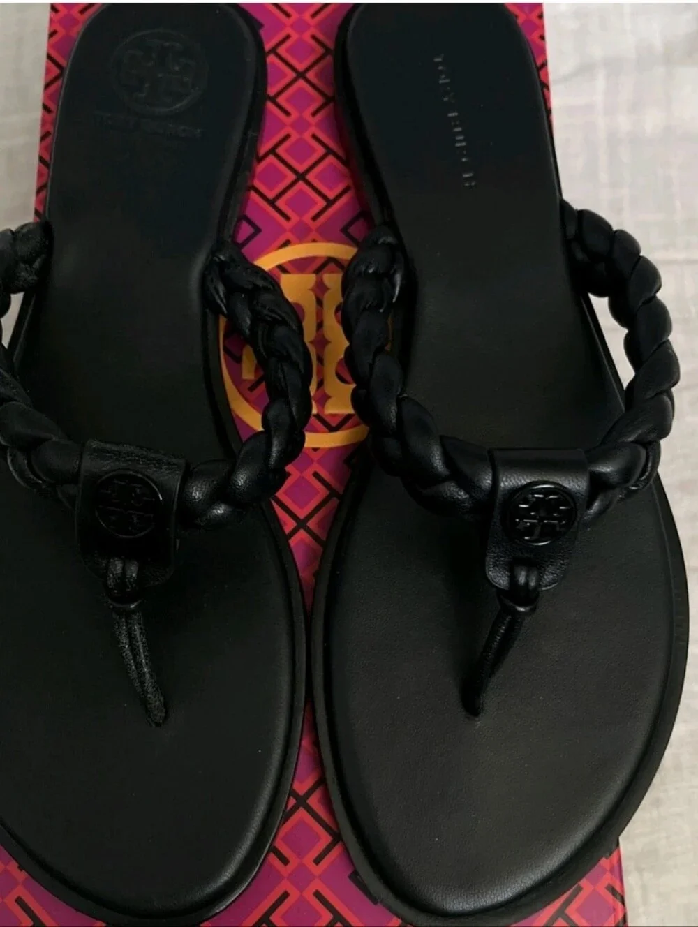 Tory Burch Braided Thong Leather Sandal 7.5